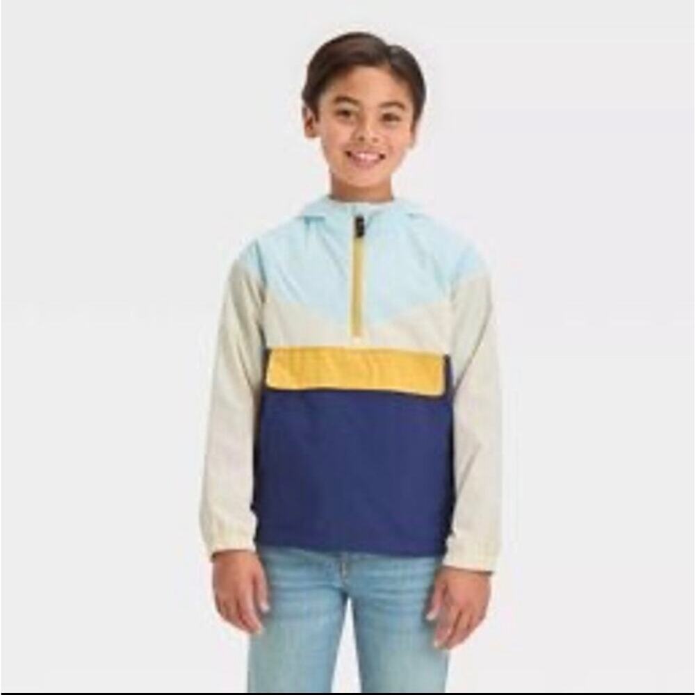 Cat & Jack Boys Colorblock Anorak Jacket - Blue/Yellow